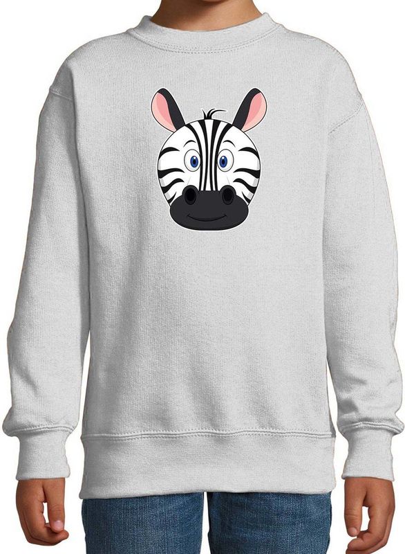 Cartoon zebra trui grijs voor jongens en meisjes - Kinderkleding / dieren sweaters kinderen