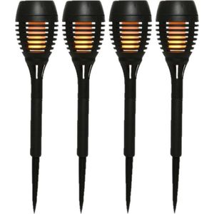 Set van 12x stuks Solar tuinfakkels/tuinlampen/lichtjes met vlam-effect op zonne-energie van 27 cm - Prikspots tuinverlichting