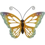 Grote oranje/gele deco vlinder/muurvlinder 51 x 38 cm cm tuindecoratie - Tuinvlinders/muurvlinders