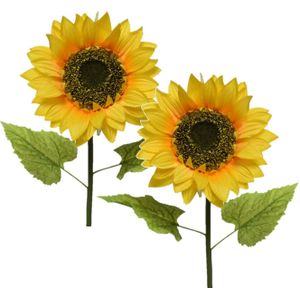 Set van 6x stuks gele zonnebloemen kunstbloemen 76 cm - Bloemen/planten