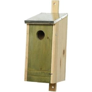 Houten vogelhuisje/nestkastje lichtgroen 26 cm van vurenhout