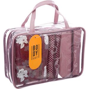 Set van 4x toilettassen/make-up/opberg tasjes roze dessins - Reis/vakantie toilettassen/make-up etui