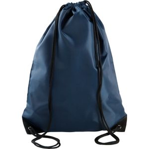 8x stuks sport gymtas/draagtas in kleur navy blauw met handig rijgkoord 34 x 44 cm van polyester en verstevigde hoeken