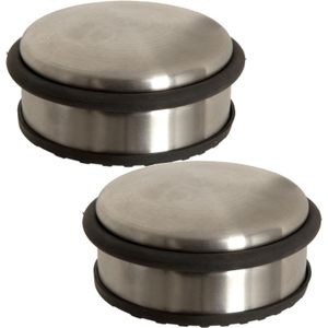 2x Stuks Ronde Deurstopper 10 X 4,5 cm van Metaal - Deurstop