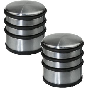 2x Stuks ronde deurstopper 7 x 7,5 cm van metaal - Deurstop