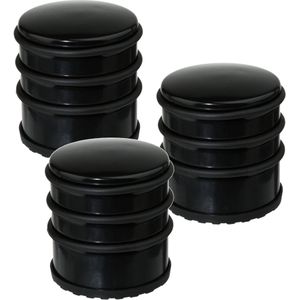 4x Stuks ronde deurstopper zwart 7 x 7,5 cm van metaal - Deurstop