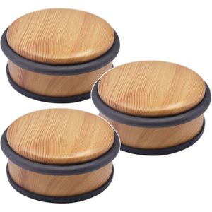 3x Stuks ronde deurstopper houtlook 10 x 4,5 cm van metaal - Deurstop