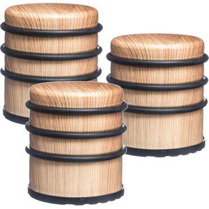 4x Stuks Ronde Deurstopper Houtlook 7 X 8 cm van Metaal - Deurstop