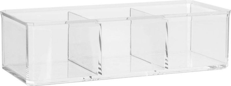 Set van 2x stuks make-up organizer 3 vakken 23 x 8,5 cm van kunststof - Nagellak houder - Make-up houder - Organizers