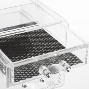 2x Stuks sieraden/make-up organizer 3 lades 15,5 x 10,5 cm van kunststof - Sieradenkastje - Make-upkastje - Organizers