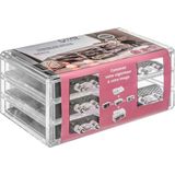 2x Stuks sieraden/make-up organizer 5 lades 24 x 11 cm van kunststof - Sieradenkastje - Make-upkastje - Organizers