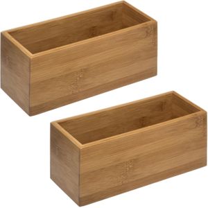 Set van 2x stuks sieraden/make-up houder/box rechthoek 23 x 9,5 cm van bamboe hout - Make-up dozen