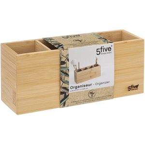 Set van 2x stuks make-up organizer 4 vakken 22,5 x 7 cm van bamboe - Nagellak houder - Make-up houder - Organizers