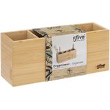 Set van 3x stuks make-up organizer 4 vakken 22,5 x 7 cm van bamboe - Nagellak houder - Make-up houder - Organizers