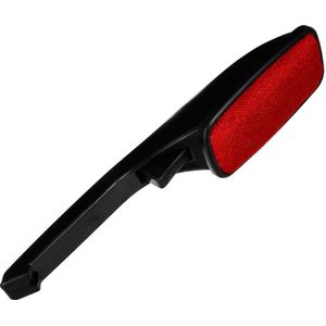 2x Stuks kledingborstel/pluizenborstel zwart/rood 25 cm met roterende kop - Kleding borstel