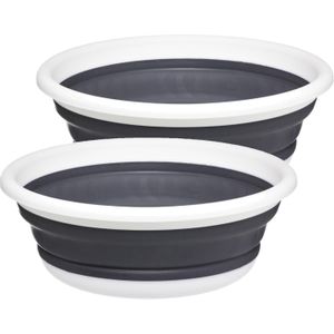 2x Stuks afwasteil/afwasbak opvouwbaar wit/grijs rond 37,5 x 14 cm 6 liter van kunststof - Afwassen