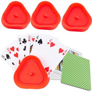 6x Speelkaartenhouders - inclusief 54 speelkaarten groen geruit - kunststof - 8,6 x 8,6 x 2,6 cm - Kaarthouders