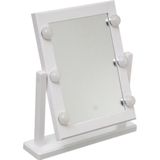 Make-up spiegel met LED verlichting op standaard wit 37 x 9 x 41 cm - Opmaakspiegels met lampjes