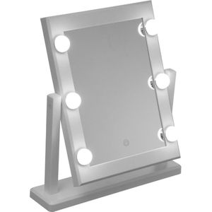 Make-up spiegel met LED verlichting op standaard wit 37 x 9 x 41 cm - Opmaakspiegels met lampjes