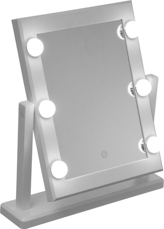 Make-up spiegel met LED verlichting op standaard wit 37 x 9 x 41 cm - Opmaakspiegels met lampjes