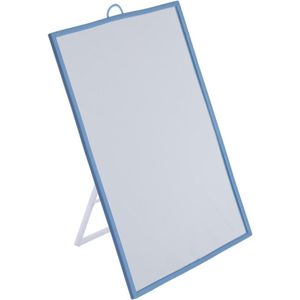 Basic make-up spiegel/scheerspiegel op standaard kunststof 18 x 24 cm blauw - Make-up spiegeltjes