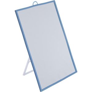 Basic make-up spiegel/scheerspiegel op standaard kunststof 18 x 24 cm blauwï¿½- Badkamer/kaptafel opmaakspiegels