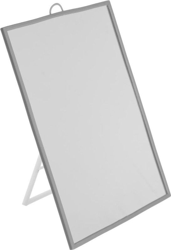 Basic make-up spiegel/scheerspiegel op standaard kunststof 20 x 30 cm grijs - Make-up spiegeltjes