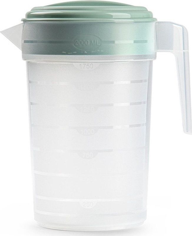 Forte Plastics Transparante/Mintgroene Waterkan/Sapkan met Deksel 2 liter