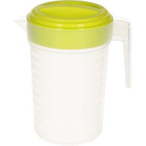 Plasticforte Waterkan met deksel - 2 liter - groen / transparant - kunststof - schenkkan karaf