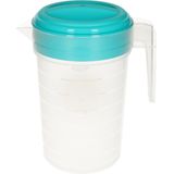 Waterkan/sapkan transparant/blauw met deksel 2 liter kunststofÃÂ¯ÃÂ¿ÃÂ½- Smalle schenkkan die in de koelkastdeur past