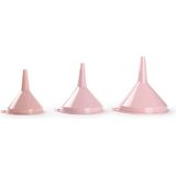Trechters set groot roze 3-delig - Keuken/camping artikelen/benodigdheden - 12, 14 en 16 cm diameter