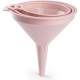 Trechters set groot roze 3-delig - Keuken/camping artikelen/benodigdheden - 12, 14 en 16 cm diameter