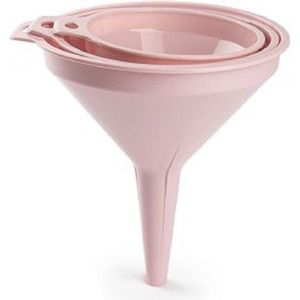 Trechters set groot roze 3-delig - Keuken/camping artikelen/benodigdheden - 12, 14 en 16 cm diameter