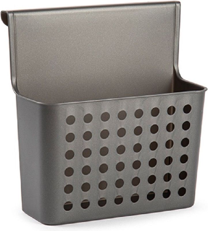 Badkamer/keuken hang opbergmandjes/organizers antraciet 26 x 24 cm - Hangmandjes/kastmandjes