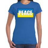 Peace t-shirt blauw dames - Oekraine protest demonstratie shirt - vrede - Oekraiense vlag