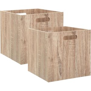 Set van 4x stuks opbergmand/kastmand 29 liter bruin/naturel van hout 31 x Opbergboxen Vakkenkast manden