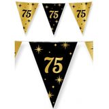 Leeftijd Verjaardag Feestartikelen Pakket Vlaggetjes/Ballonnen 75 Jaar Zwart/Goud