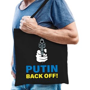 Bellatio Decorations tas - Puttin back off - pistool - I stand with Ukraine - zwart - protest