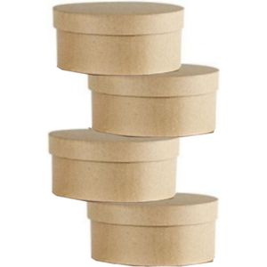 Set van 4x Stuks Ronde Bruine Hobby Opslag Doos/Dozen 15 cm - Hobbydecoratieobject