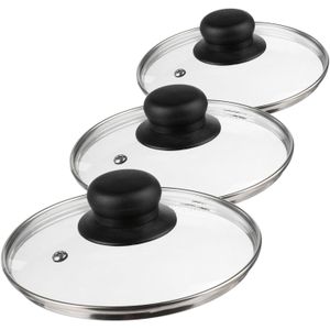 Universele glazen pannendeksels set van 5x stuks in 16/20/24/28/30 cm