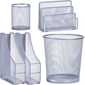 Thuis Kantoor Luxe Bureau Inrichting Complete set 5-delig Metaal Zilver-kleurig