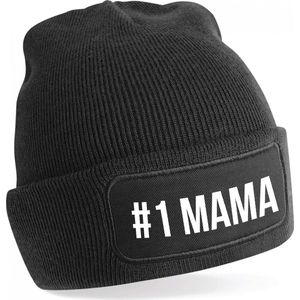 Muts nummer 1 mama zwart voor dames - Moederdag - Winter cadeau mama/ moeder