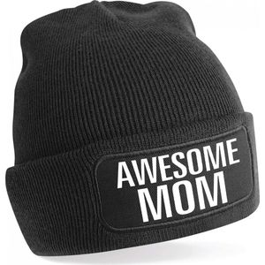 Muts awesome mom / geweldige moeder zwart voor dames - Moederdag - Winter cadeau mama/ moeder