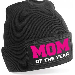 Muts mom of the year / moeder van het jaar zwart voor dames - Moederdag - Winter cadeau mama/ moeder