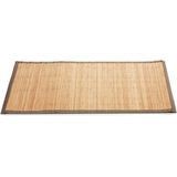 Badkamer vloermat anti-slip lichte bamboe 50 x 80 cm met grijze rand - Douche/bad accessoires
