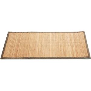 Badkamer vloermat anti-slip lichte bamboe 50 x 80 cm met grijze rand - Douche/bad accessoires
