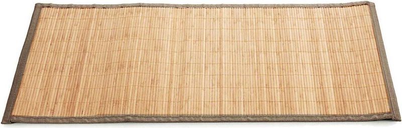 Badkamer vloermat anti-slip lichte bamboe 50 x 80 cm met grijze rand - Douche/bad accessoires