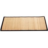 Badkamer vloermat anti-slip lichte bamboe 50 x 80 cm met zwarte rand - Douche/bad accessoires