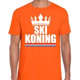 Oranje Ski koning apres ski shirt met kroon heren - Sport hobby kleding