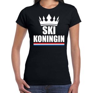 Zwart Ski koningin apres ski shirt met kroon dames - Sport hobby kleding